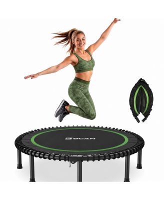 450/550LBS Foldable Mini Trampoline for Adults, 40/48 inches  Fitness Rebounder with Bungees, Quiet Stable Exercise Trampoline
