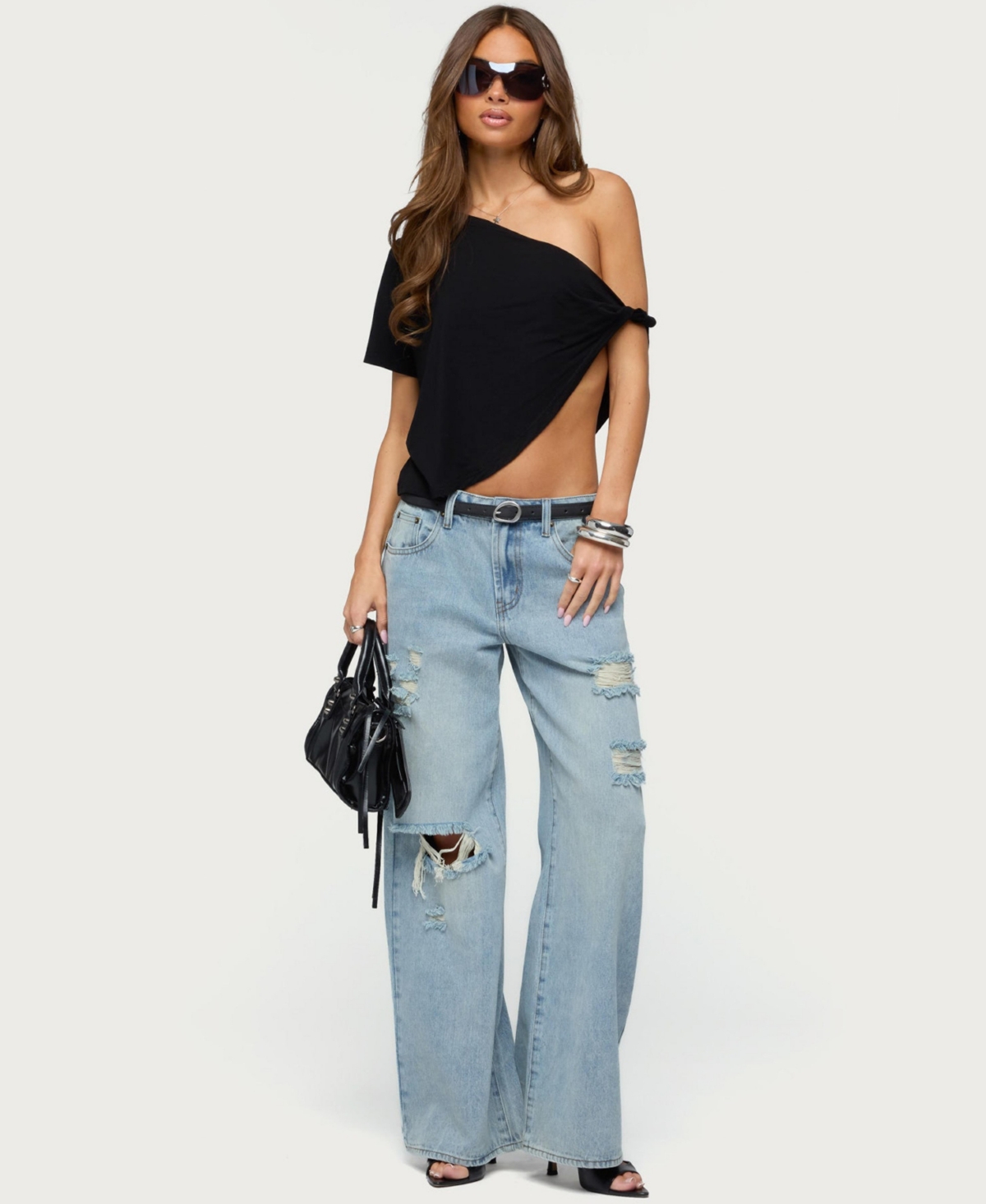 Edikted Women's Asymmetric Twisted Off Shoulder Top