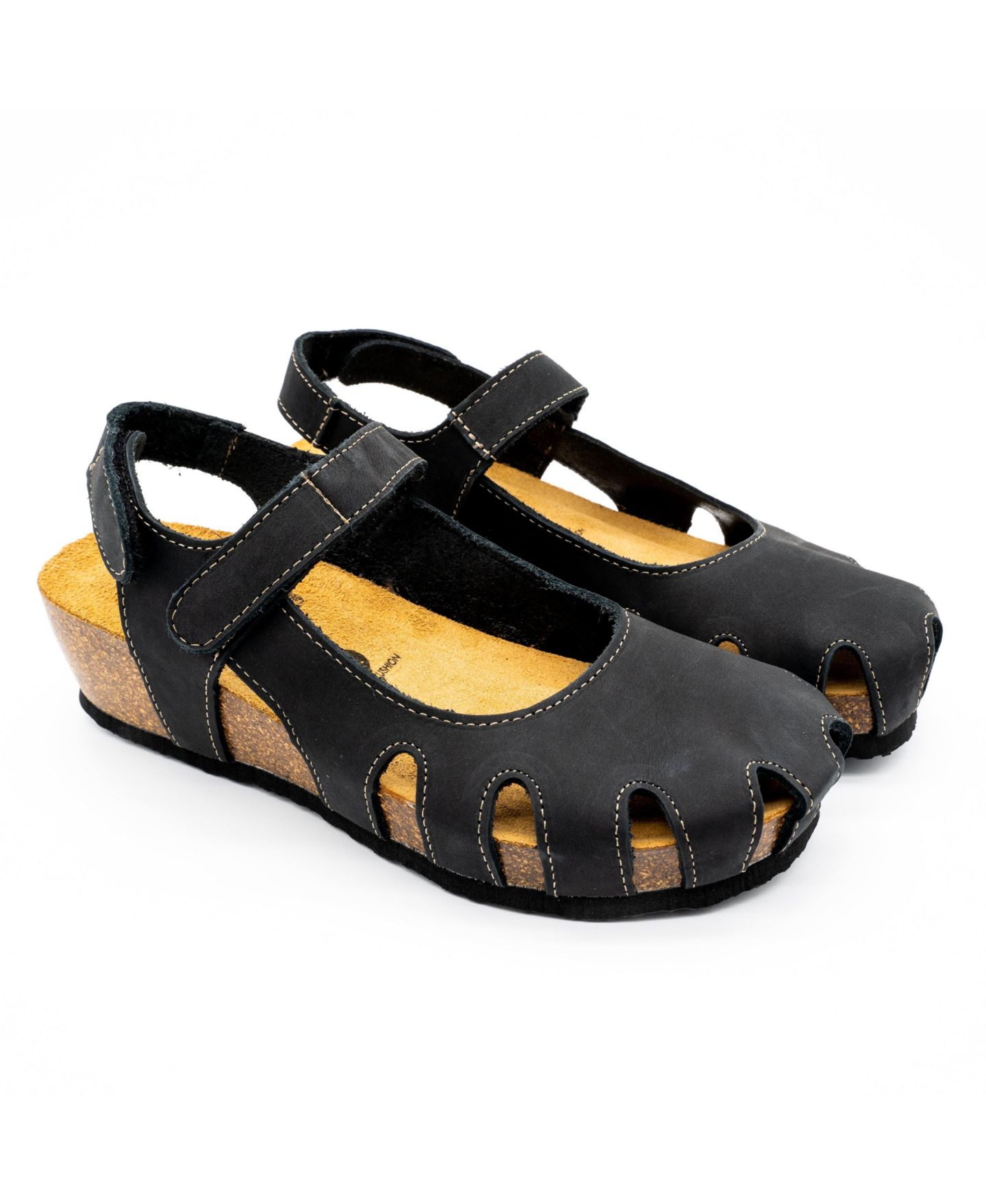Женские сандалии Plakton Full Grain Suede Leather Closed-Toe Sandal Amy 2v, цвет: Чёрный — фото 6