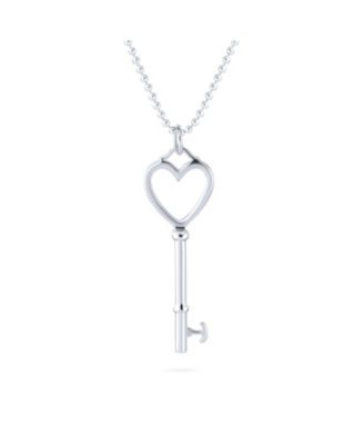 Key to Heart Pendant Necklace Romantic 14K Gold Plated .925 Sterling Silver