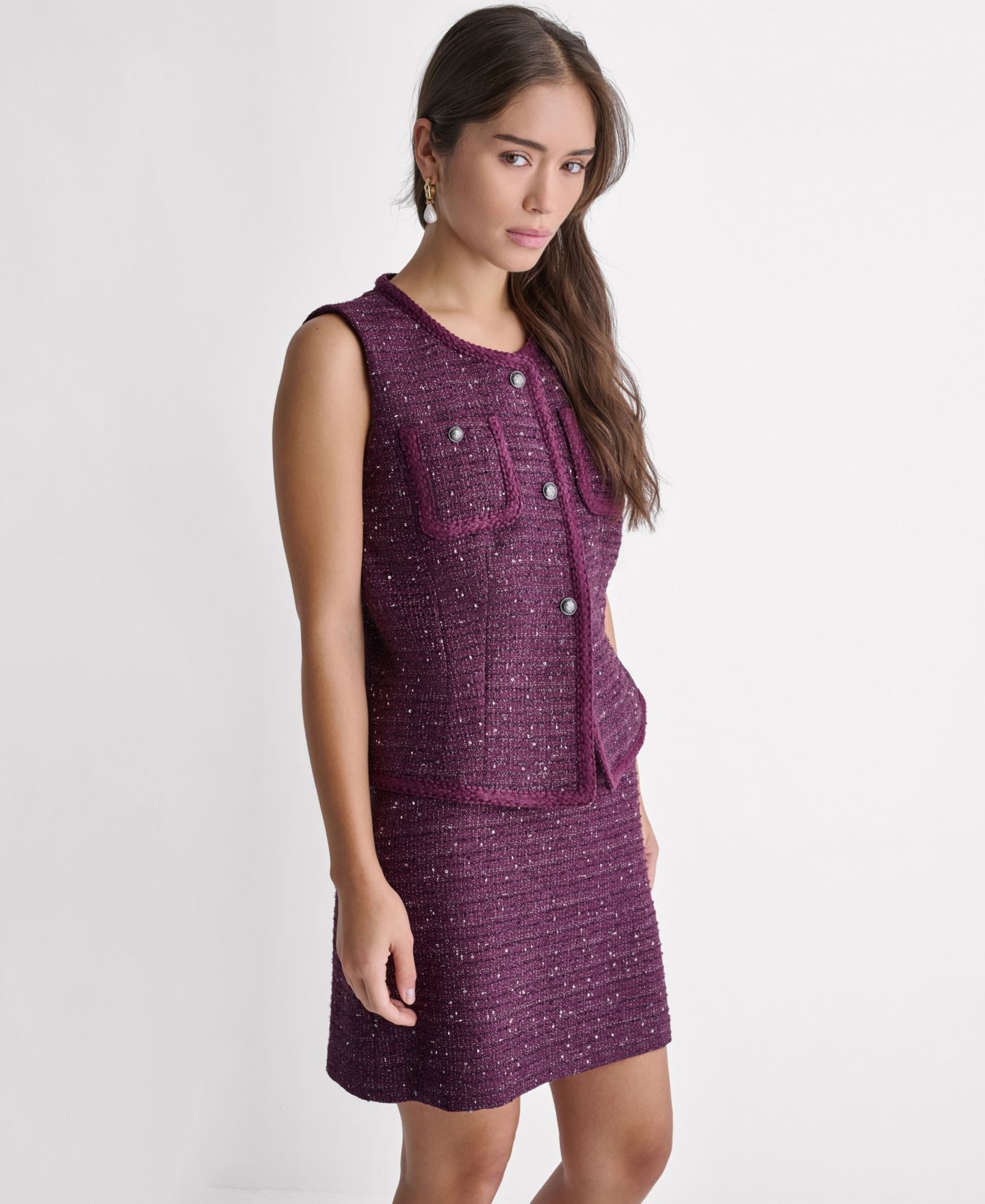 Женский жилет BCBG Braided Sleeveless Vest, цвет: Орхидея теневой разноцветный — фото 4