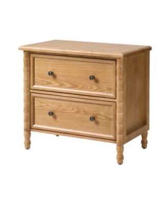 Nicola Transitional 26''W 2-Drawer Spindle End Table with Charging Station