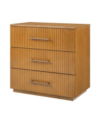 Isla 26''W Modern 3-Drawer Fluted End Table with Charging Station