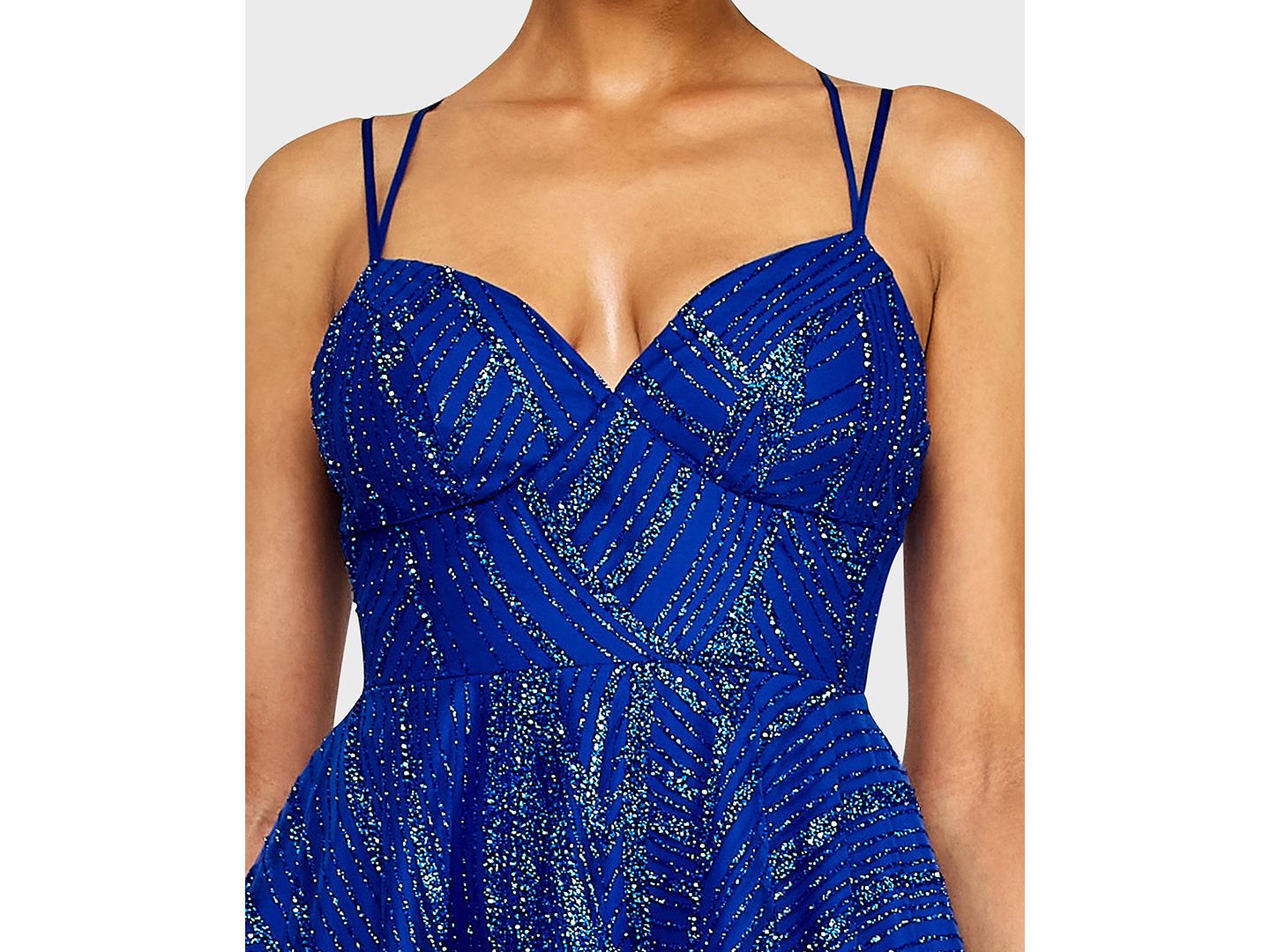 Женское платье Alex & Sophia Juniors' Sweetheart Neck Glitter Pattern A-line Mini, цвет: Королевский синий — фото 4