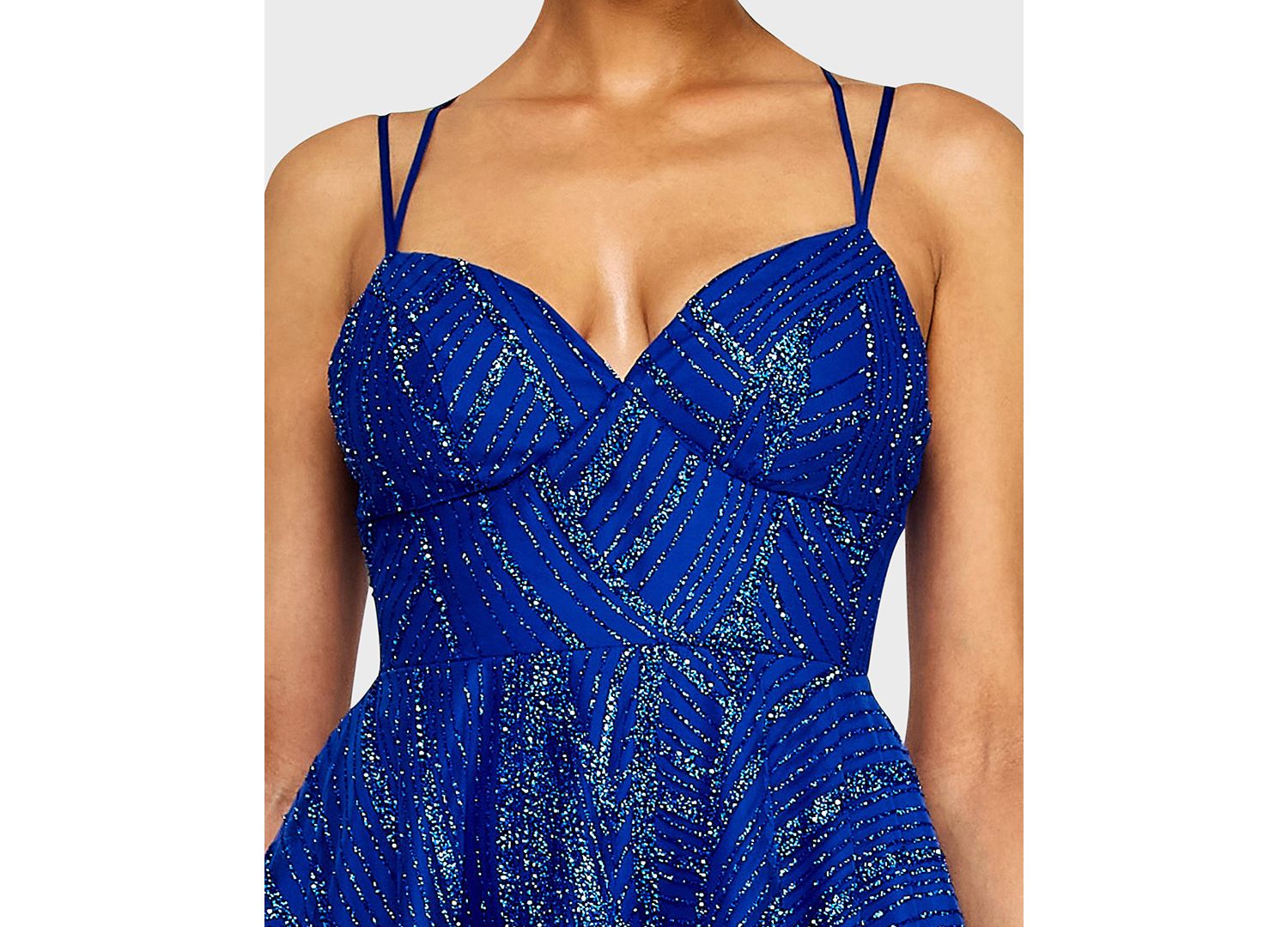 Juniors' Sweetheart Neck Glitter Pattern A-line Mini Dress