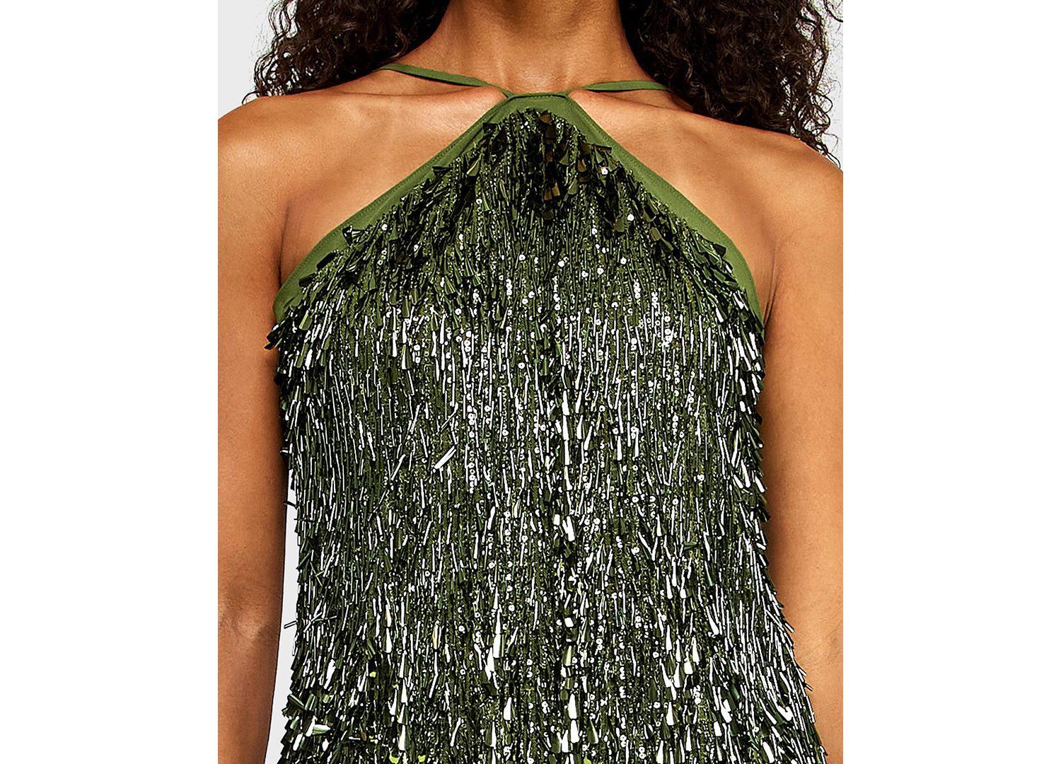 Juniors' Halter Neck Novelty Paillette Sequin Dress