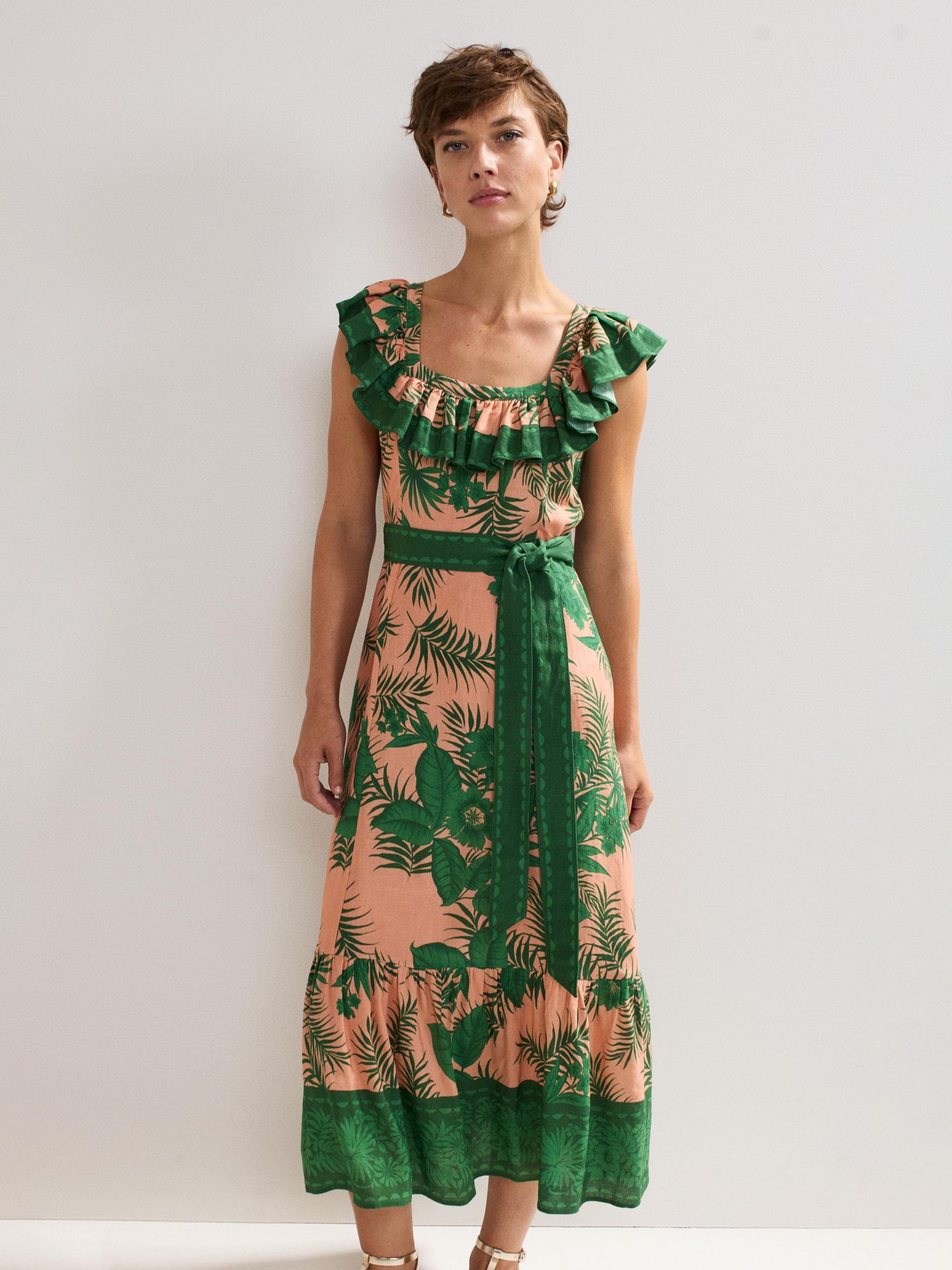 Women's Sandra Ruffled Square Neck Midi Dress