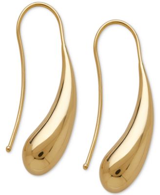 Italian Gold - Polished Stylized Teardrop Threader Earrings in Italian 14k Gold