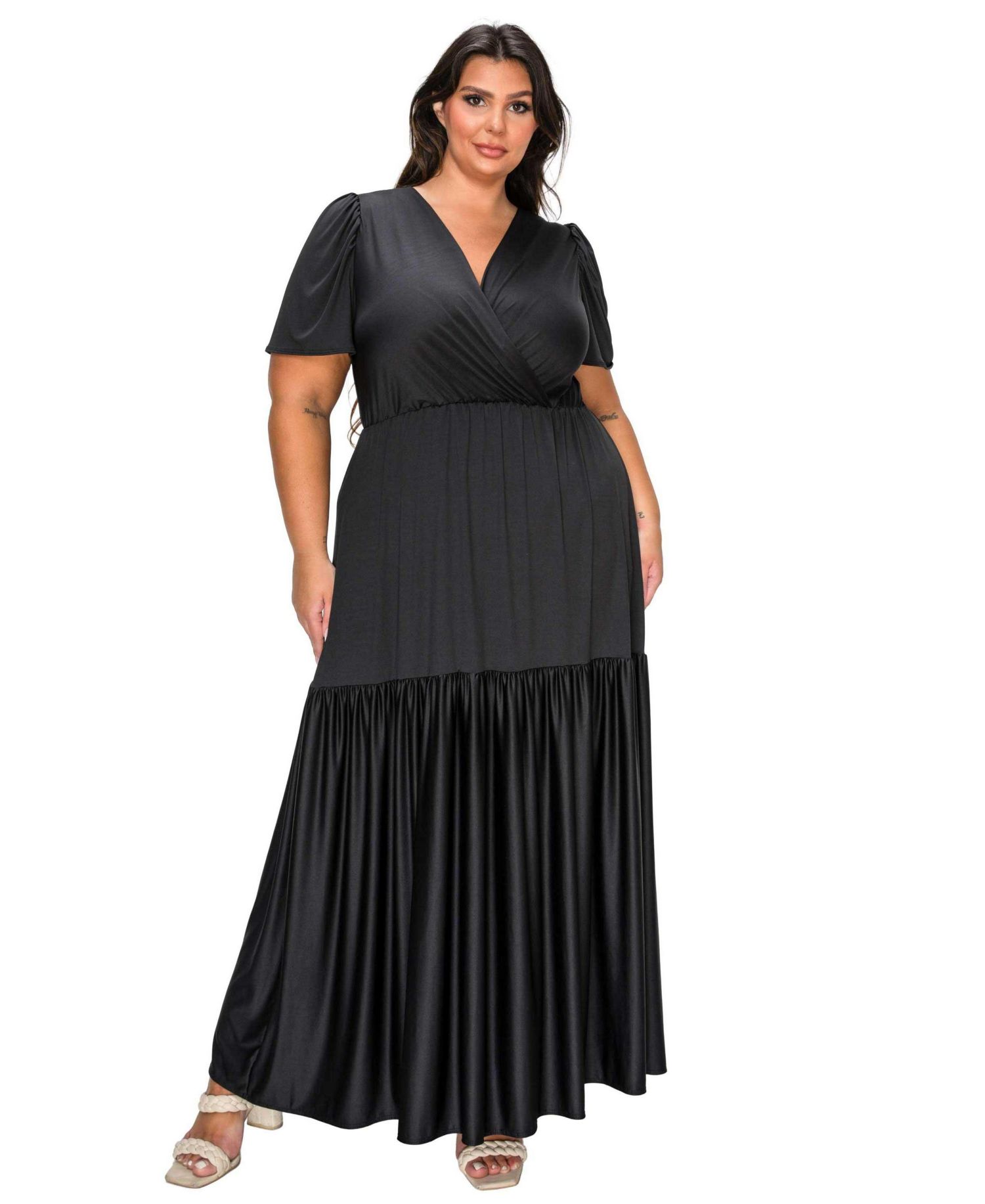 Women's Plus Size Violetta Tiered Surplice Dress