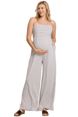 Women's Strapless Wide Leg Jumpsuit with Pockets