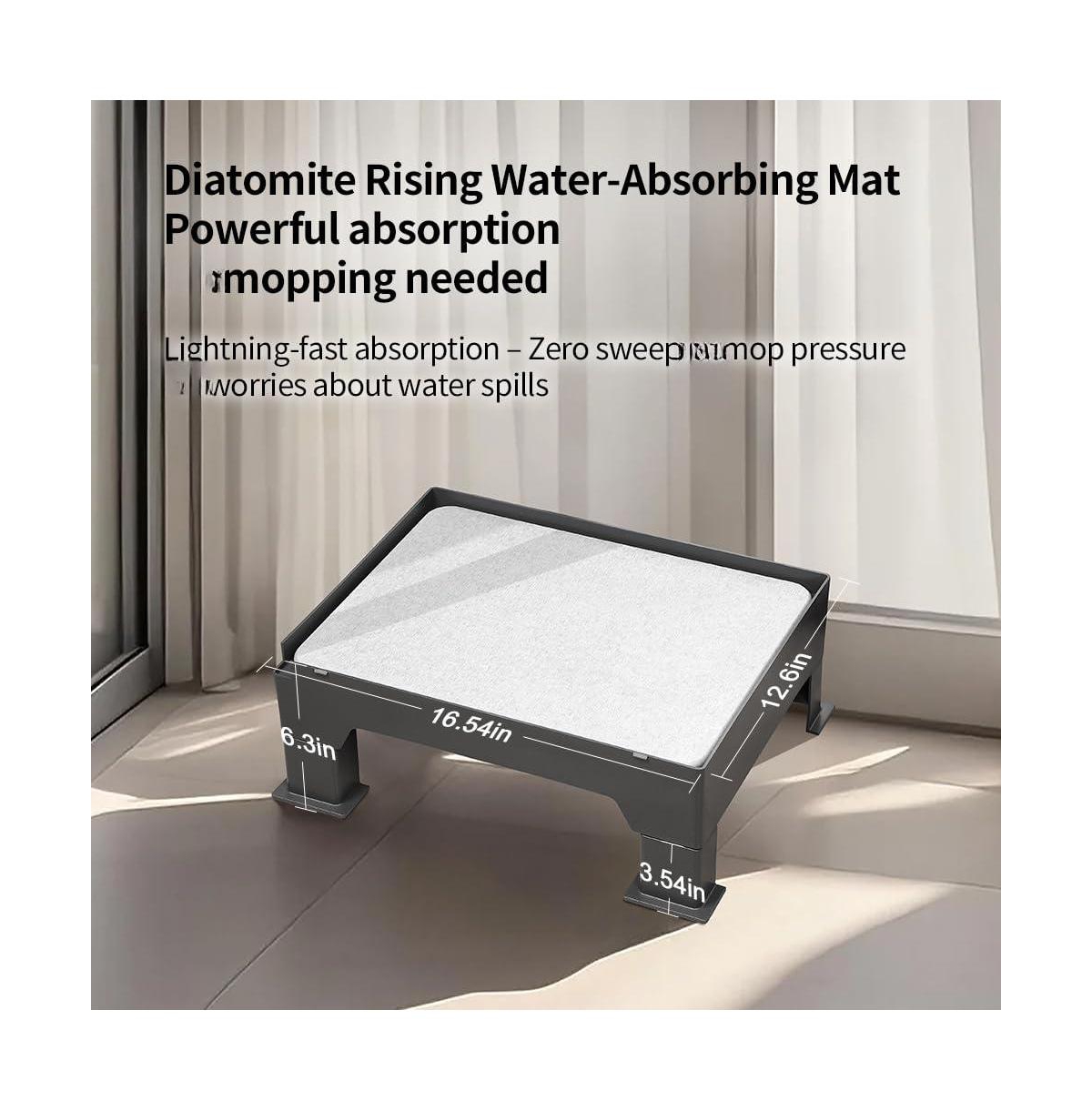 Aronkl Elevated Diatomite Pet Feeder Stand Adjustable Height Absorbent Spill Clean Station