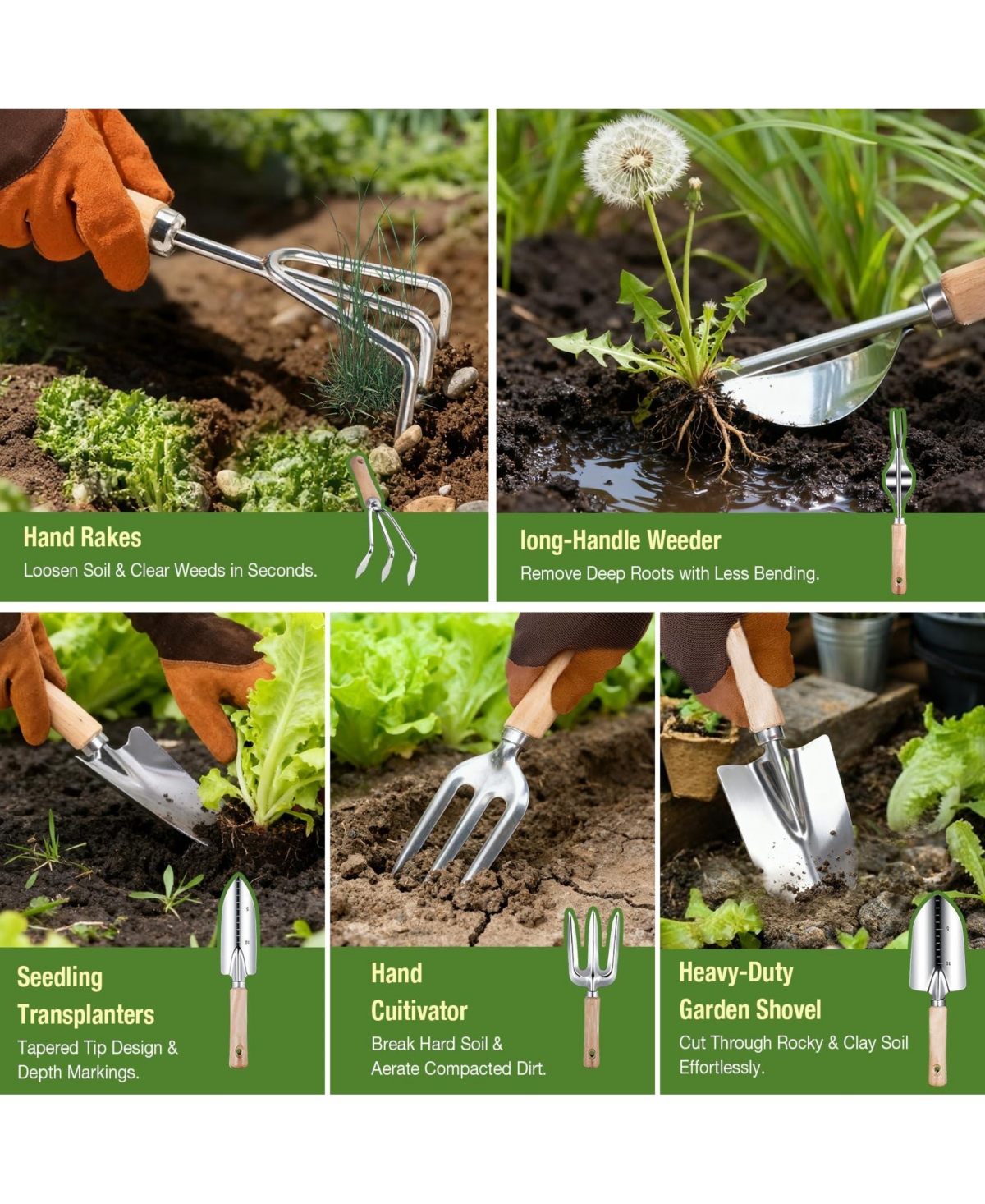 Xdovet Heavy Duty Rust Resistant Gardening Tool Set