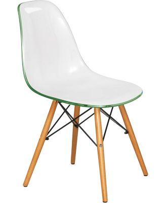 Cresco Modern Molded Acrylic Dining Chair with Eiffel Base and Beech Wood Dowel Legs Ergonomic Curved Seat Accent Side Chair