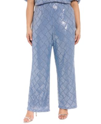 Plus Size Sequined Pull-On Pants
