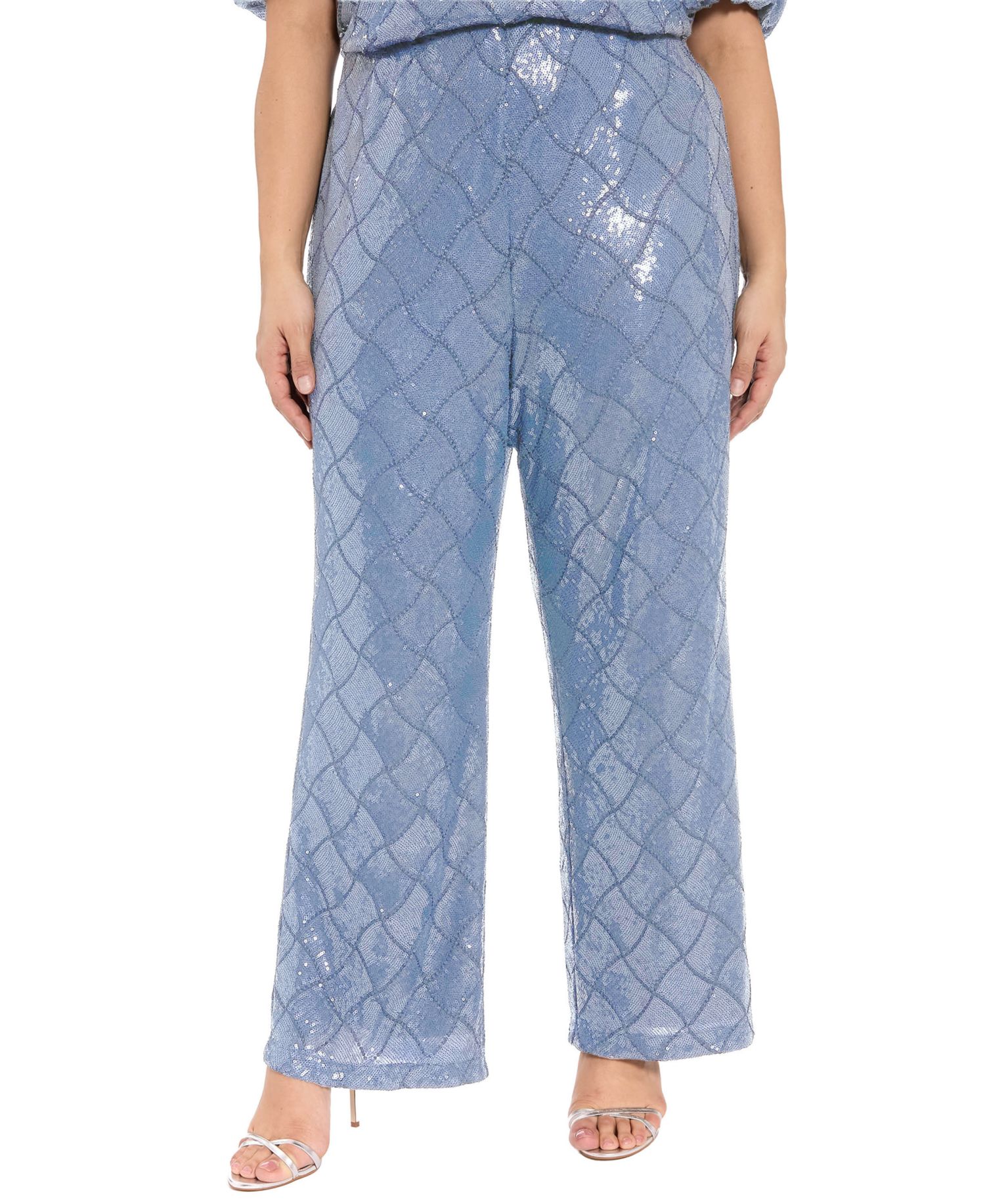 Plus Size Sequined Pull-On Pants
