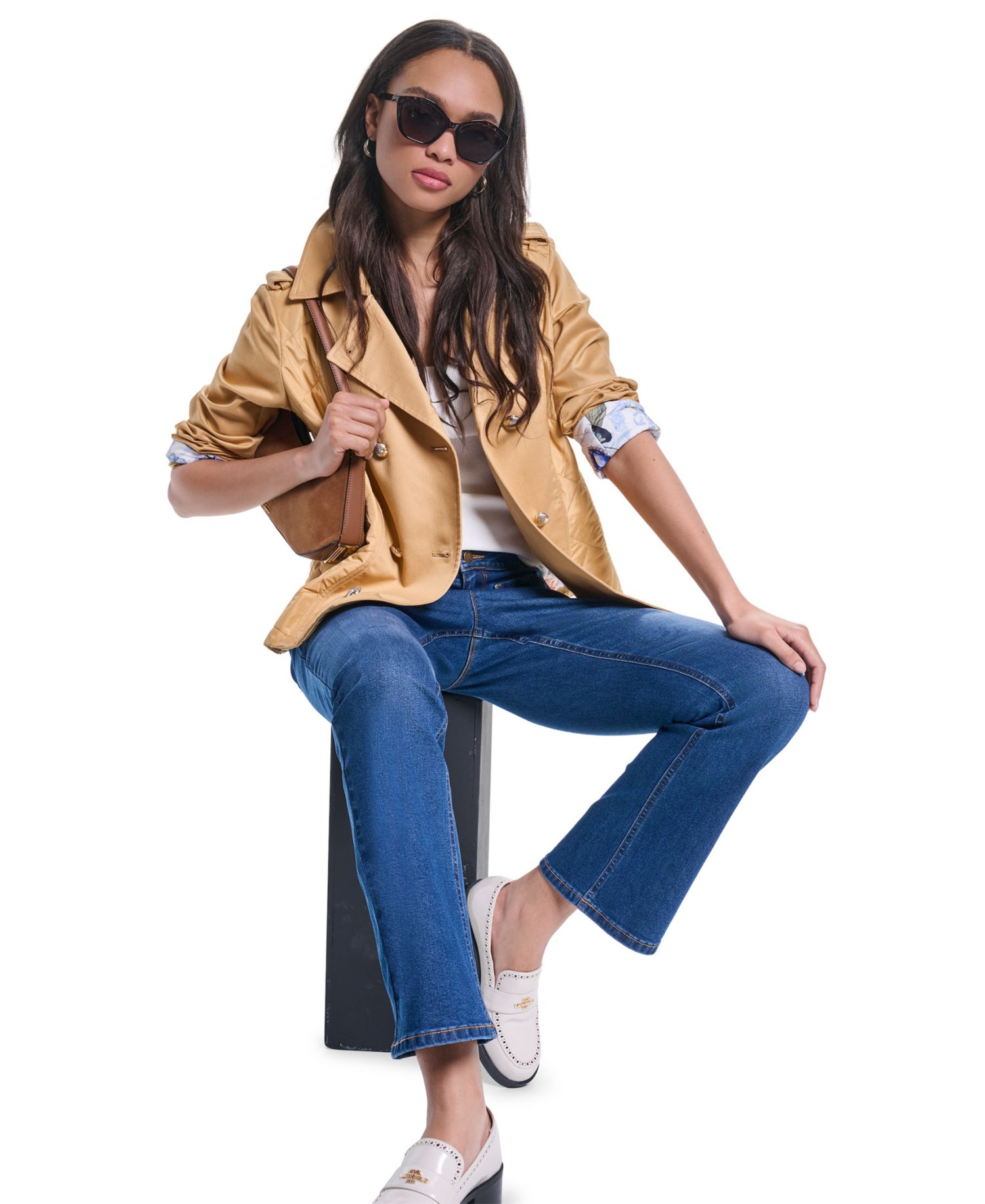 Petite Cropped Button-Front Jacket