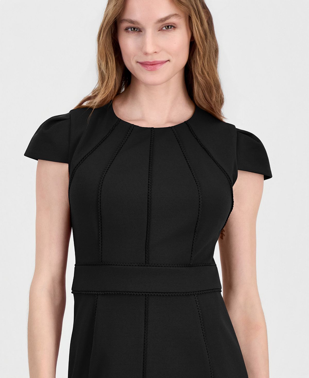 Anne Klein Women's Trim Seam Detail Crewneck Sheath Dress view 4 — MAYCSS fashion products