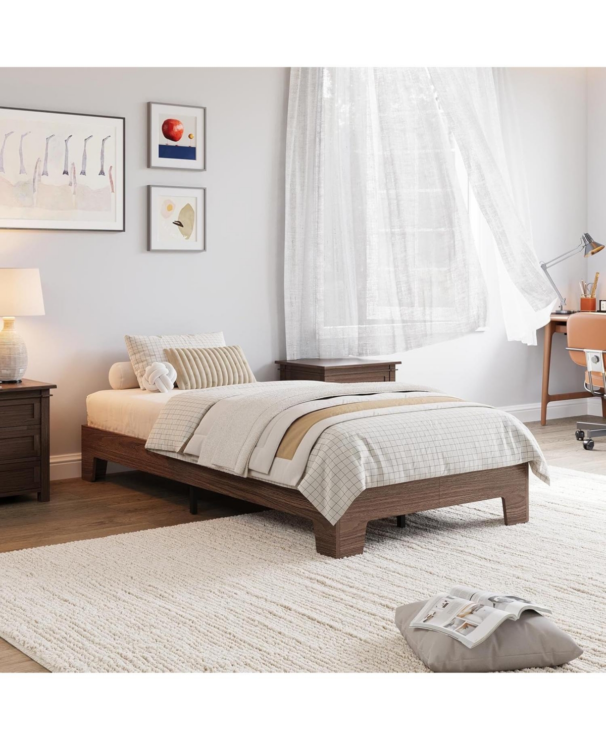 gaomon Platform Bed Frame with Wood And Metal Slats, Underbed Storage, Easy Assembly
