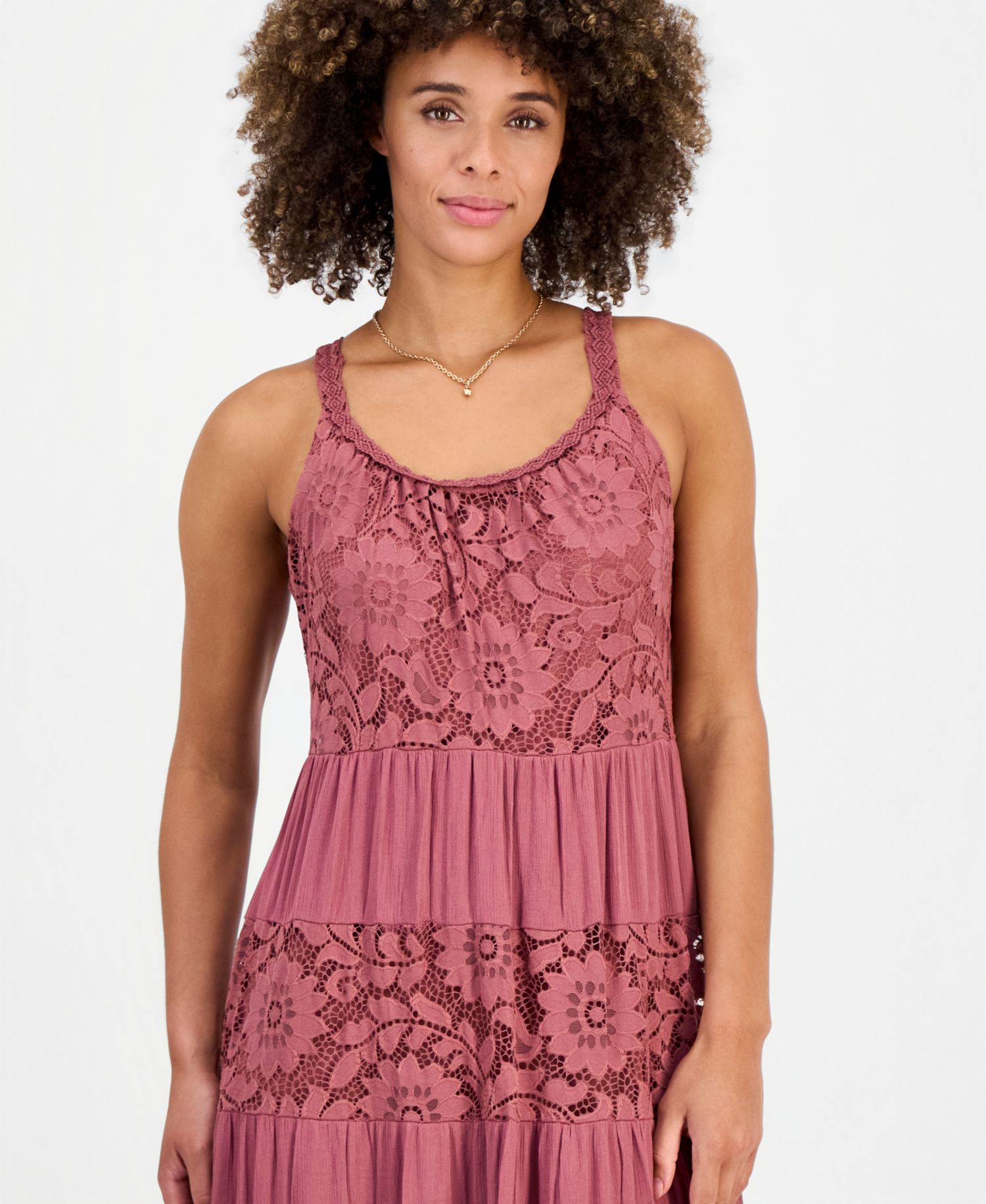 Women's Lace-Trim Maxi Dress
