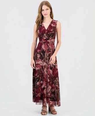 Women's Printed Surplice-Neck Maxi Dress
