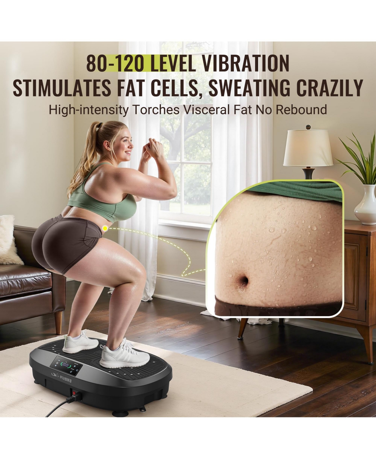 Fed Fitness Vibration Plate Exercise Machine, 330 Lbs Adjustable Speed High Intensity Vibration for Muscle Toning Weight Loss Lymphatic Drainage