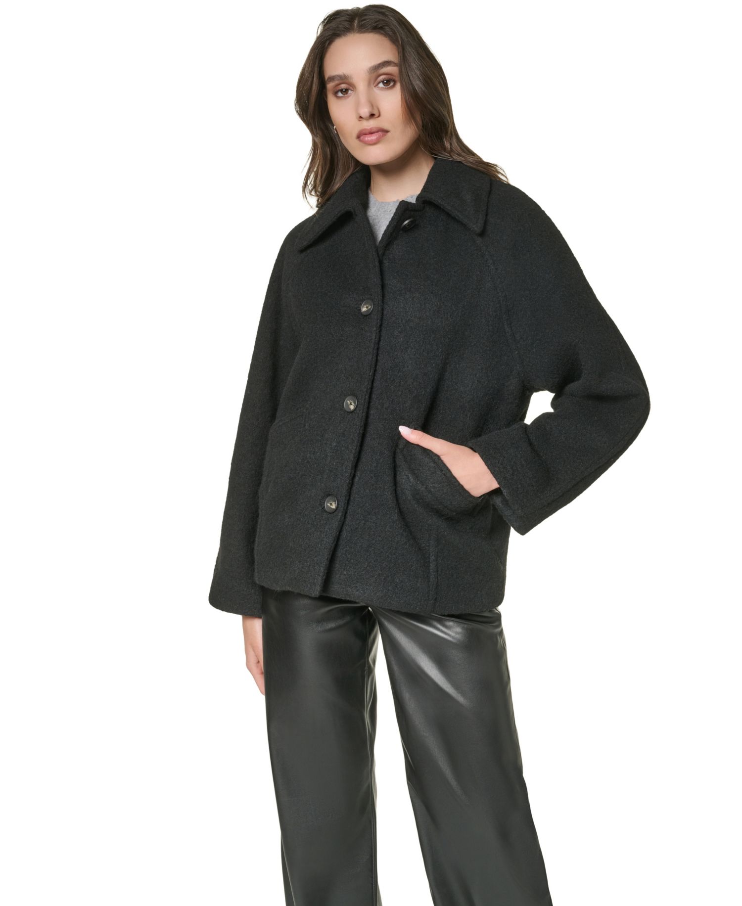Women's Wool Blend Raglan Sleeve Swing Coat