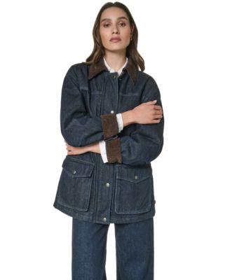 Women's Anorak Corduroy Collar Denim Coat