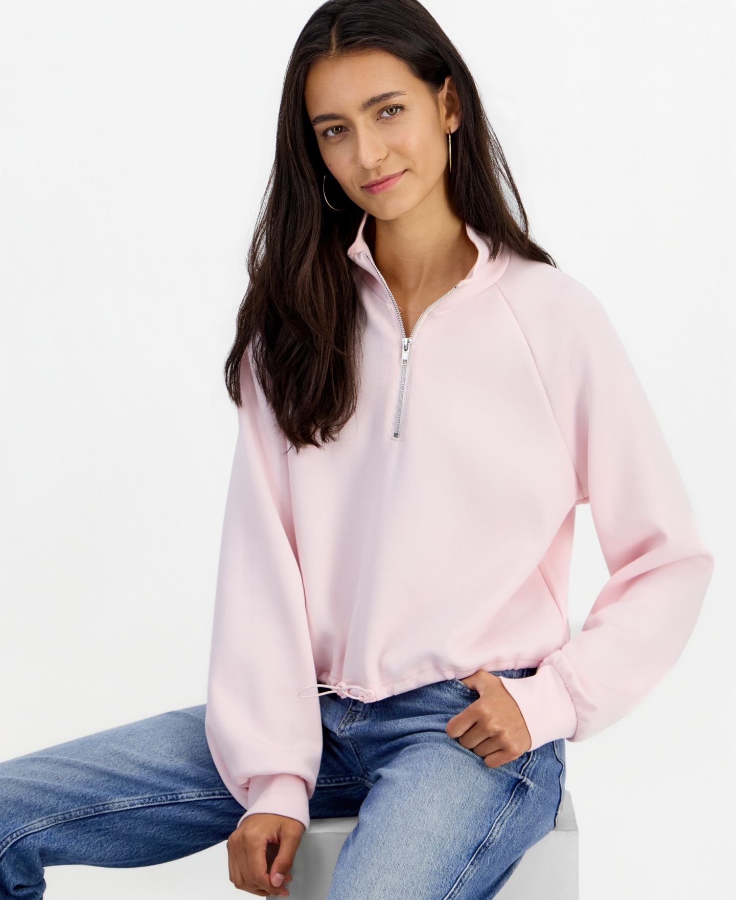 Женская толстовка Tinseltown Juniors' Half-Zip Scuba, цвет: Ballet Slipper — фото 4
