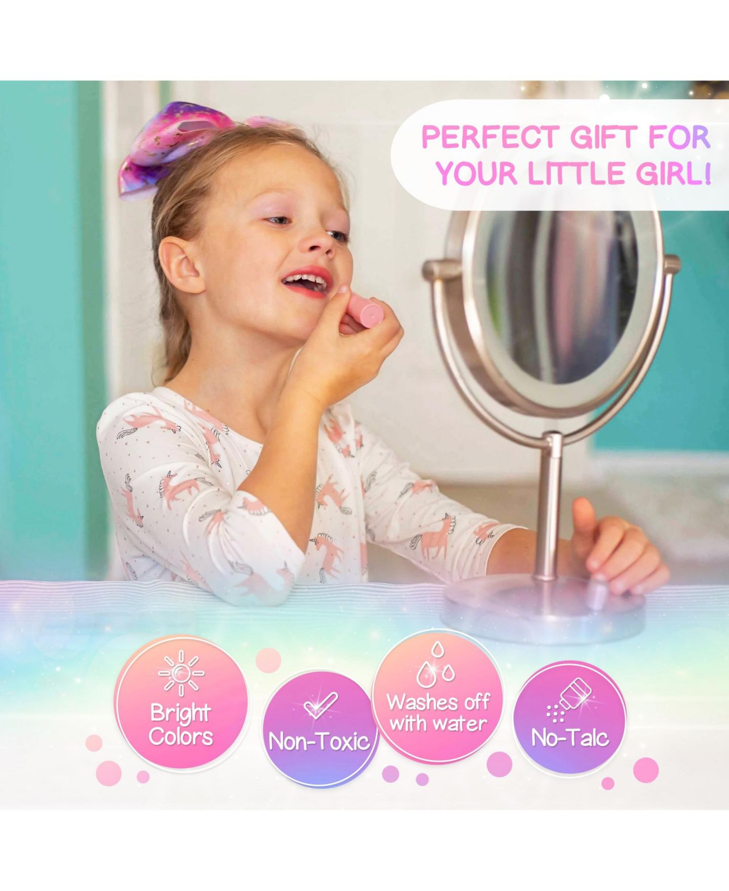 Детские игрушки GNUADZ Unicorn Washable 18-Piece Makeup Kit, Ages 5+, цвет: Разноцветный — фото 2