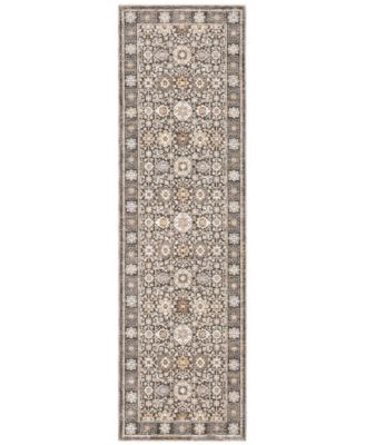 Maharaja 71W Gray and Ivory 2'3" x 7'6" Runner Rug