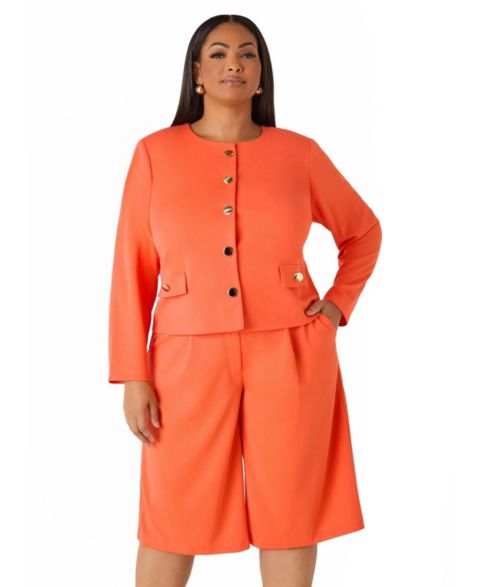 Женские куртки Ashley Stewart Women's Plus Size Button Detailed Crepe Jacket