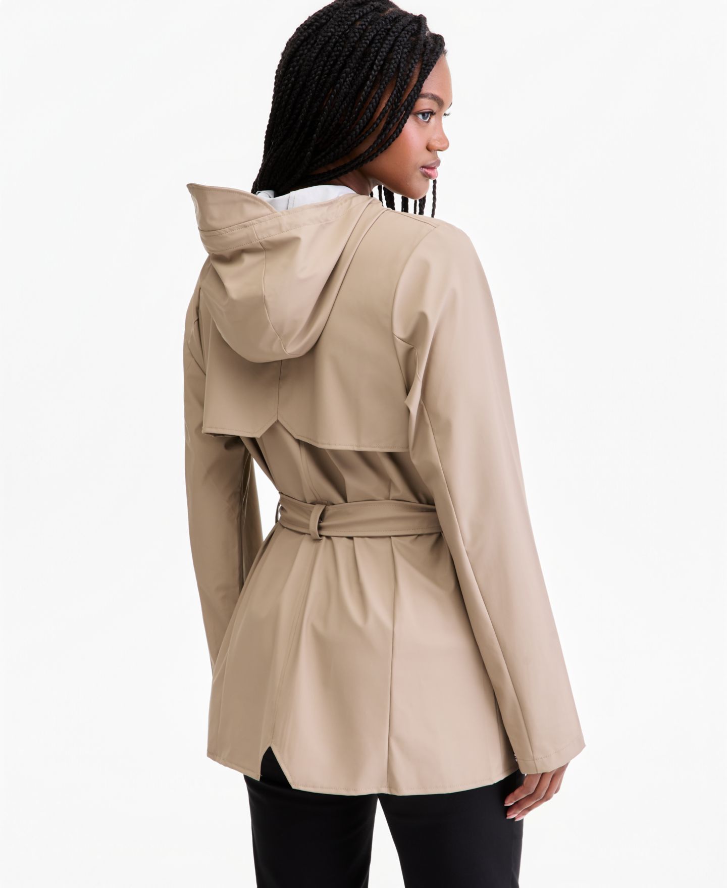 Женское пальто Rains Tie-Waist Snap-Front Hooded Rain Coat, цвет: Бежевый — фото 5