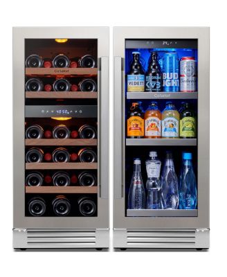 - 30-Inch Wine and Beverage Refrigerator, 3-Color LED, Built-In, Holds 100 Cans and 28 Bottles