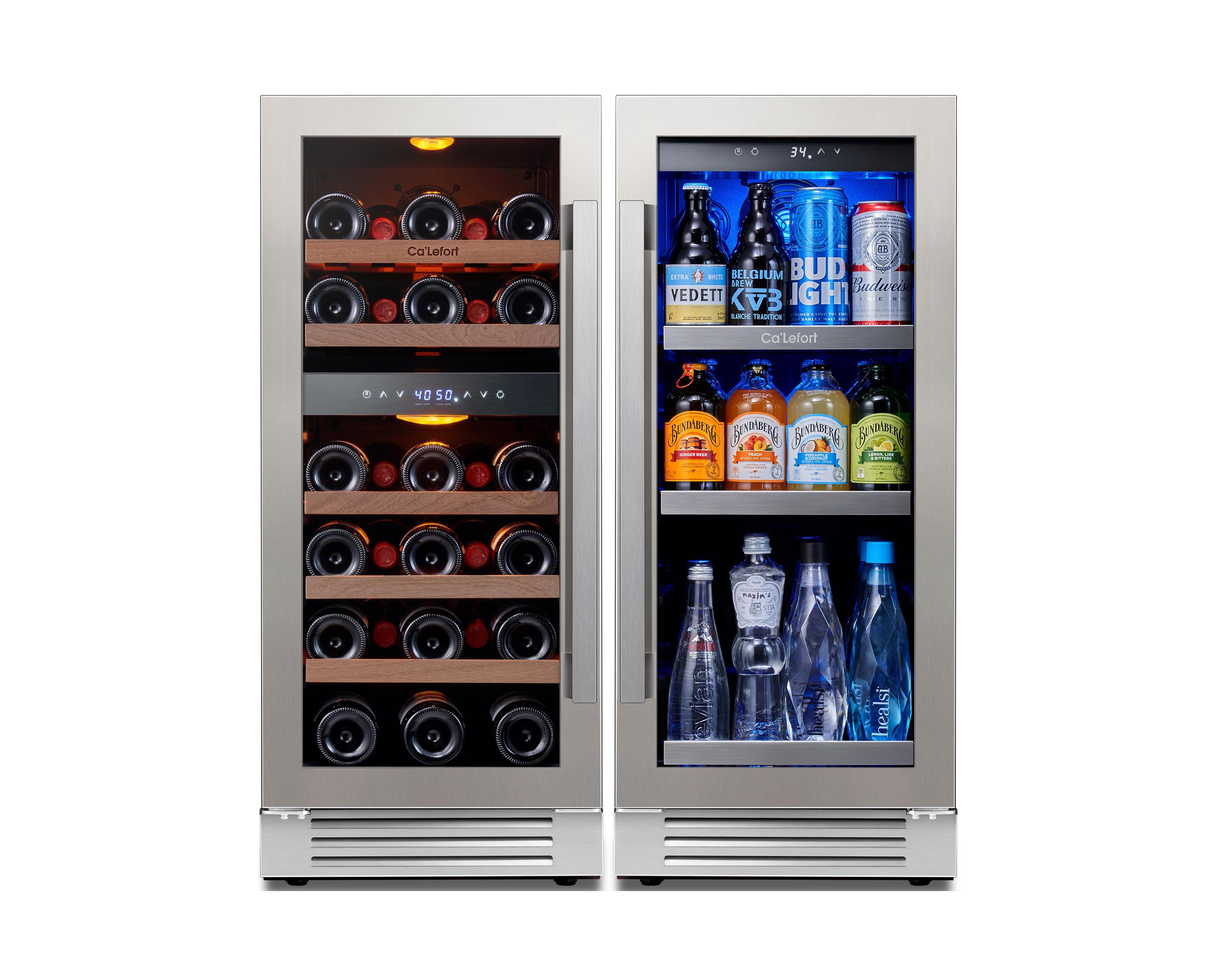Ca'Lefort - 30-Inch Wine and Beverage Refrigerator, 3-Color Led, Built-In, Holds 100 Cans and 28 Bottles