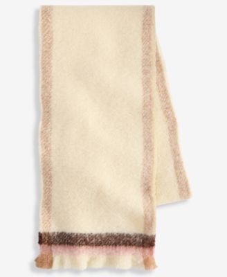 Women's Bordered Blanket Wrap with Short Fringe