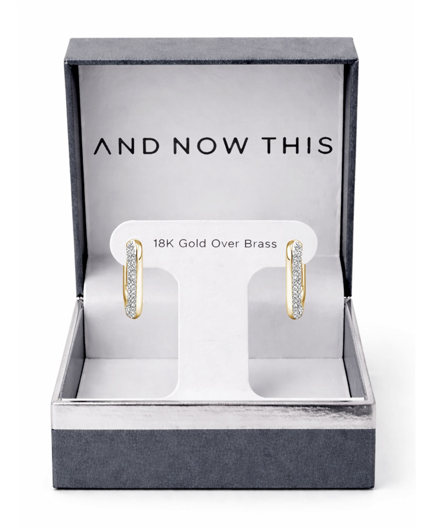 Clear Crystal Rectangular Shaped Hoop Earrings