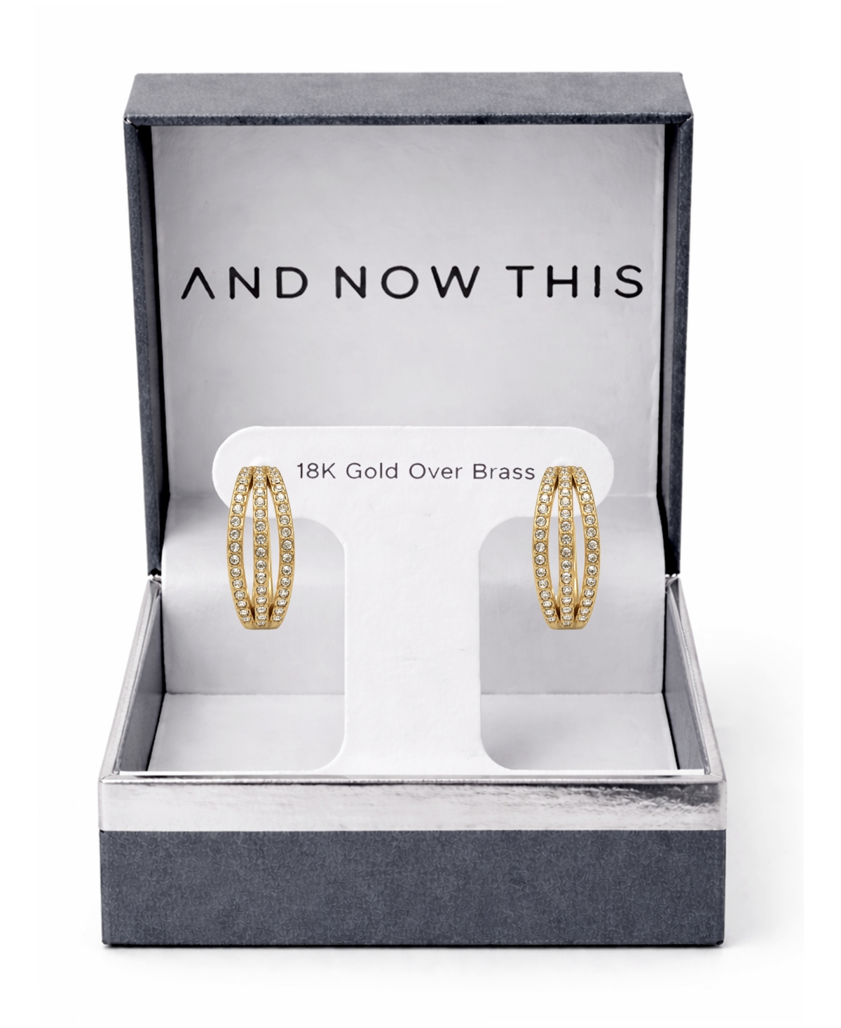And Now This Gold Plated 2-Piece C Hoop Bar Earrings Set