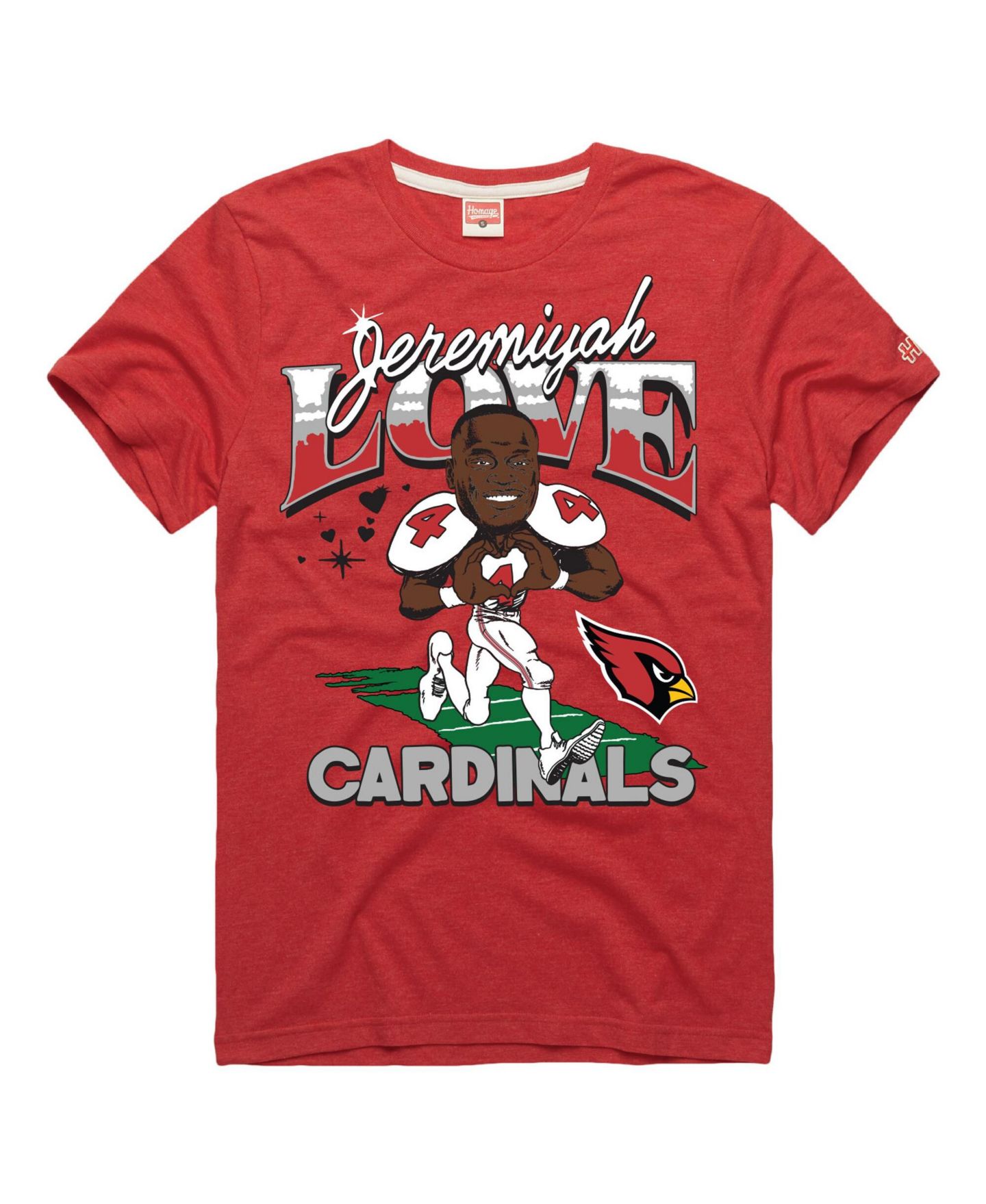 Футболка Homage Jeremiyah Love Cardinal Arizona Cardinals Caricature Player Graphic Tri-Blend — фото 1
