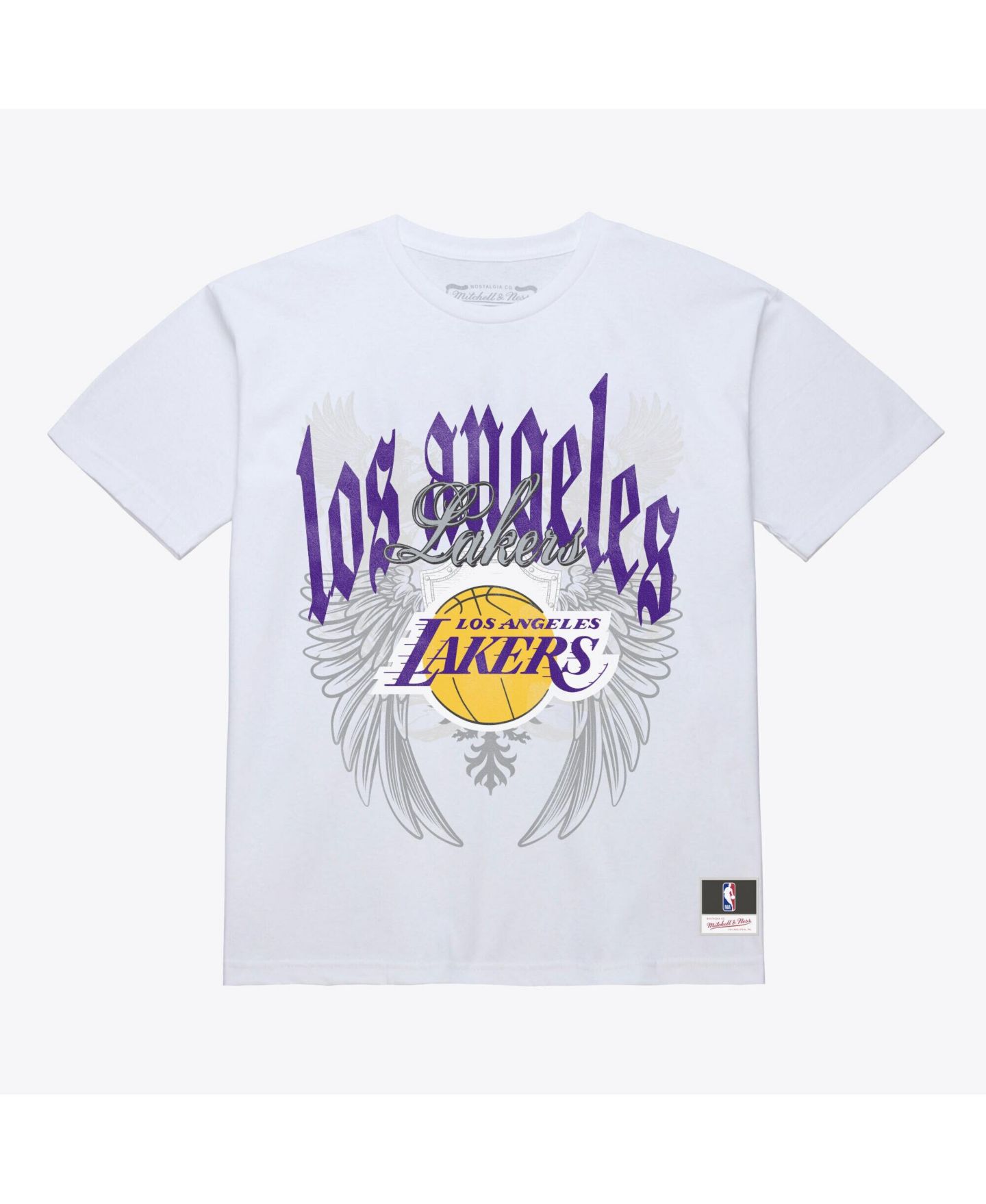 Мужская футболка Mitchell & Ness White Los Angeles Lakers Old English Classic — фото 1