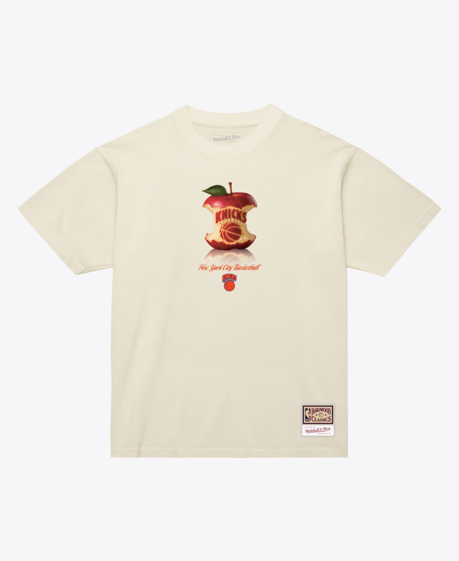 Men's Cream New York Knicks Court Apple T-Shirt