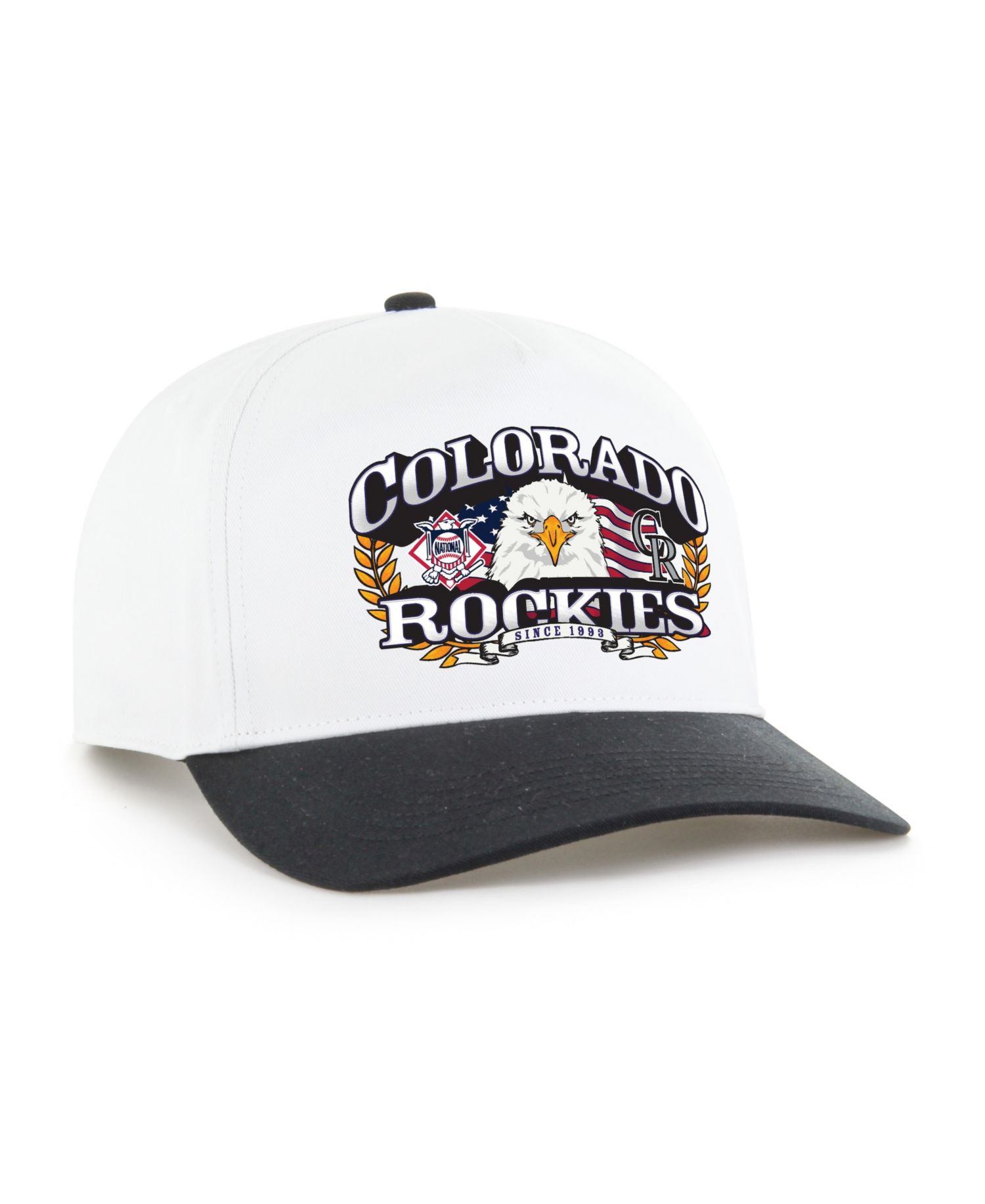 Men's White/Black Colorado Rockies Americana Eagle Hitch Adjustable Hat