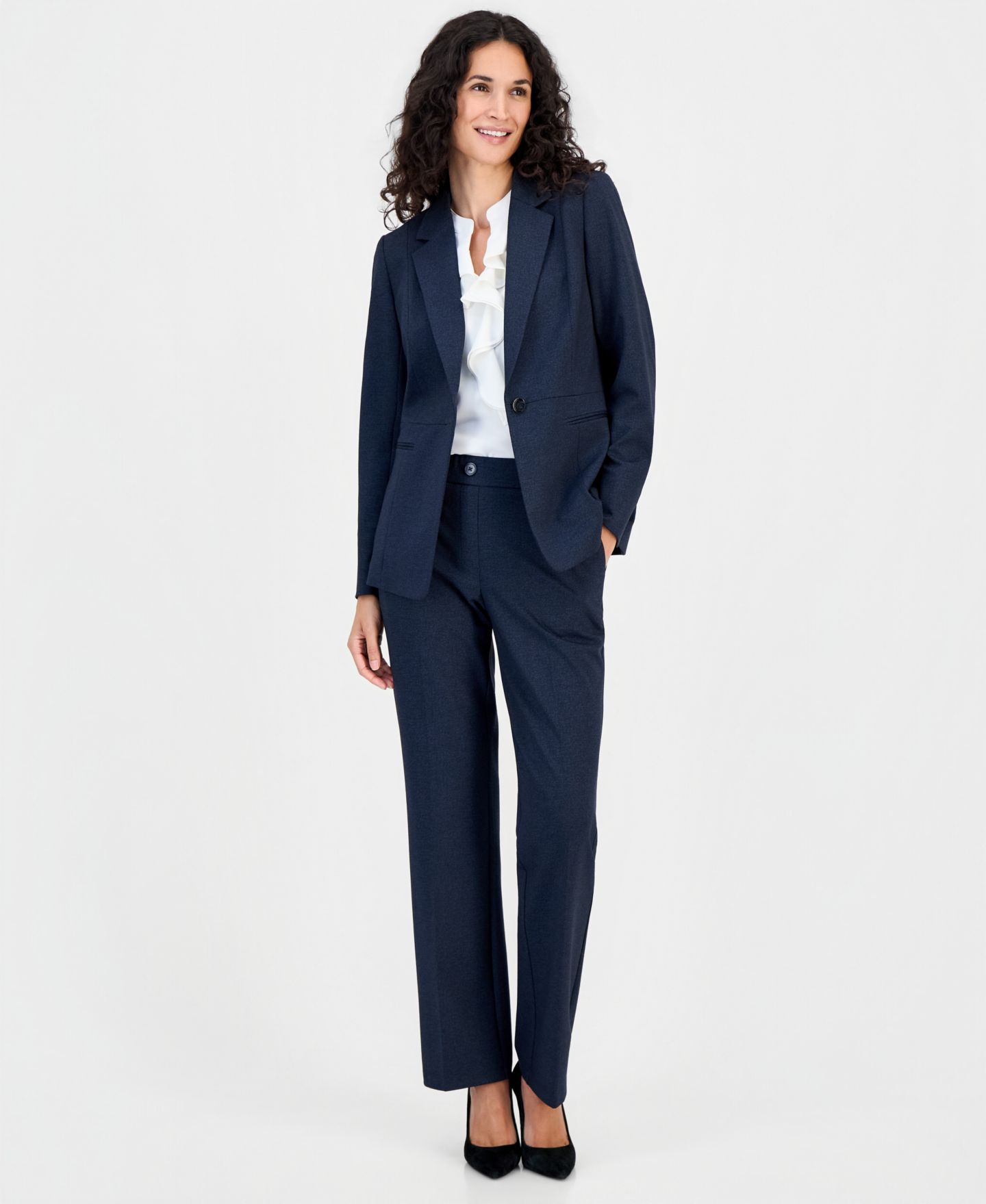Женский пиджак Kasper Notch-Collar Waist-Seam Blazer, цвет: Синий — фото 2