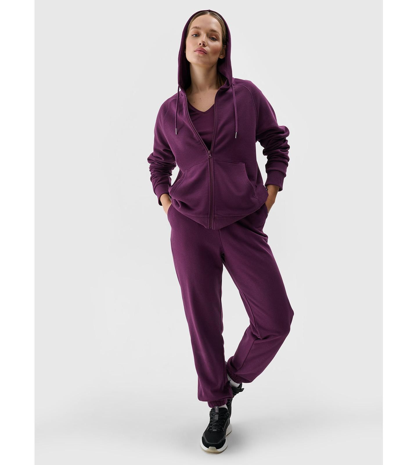 Женское худи 4F Zip-Up Hooded, цвет: Тёмный фиолетовый — фото 6