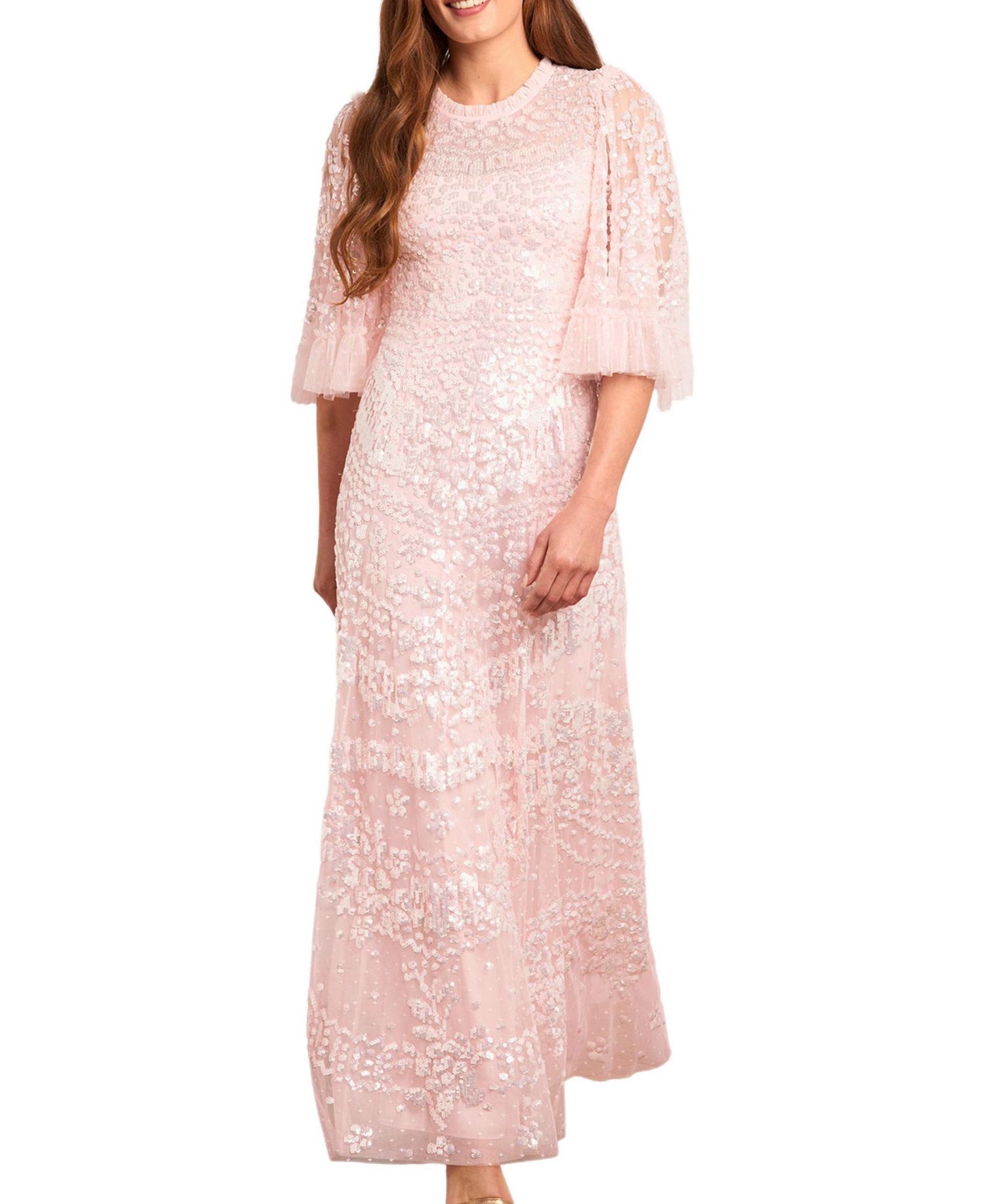 Women's Anais Sequin 3/4 Sleeve Maxi Gown