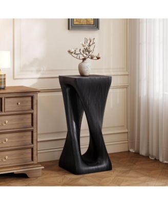 Twisted Spiral Hollow Lightweight Concrete Side Table 200lbs No Assembly Indoor Outdoor End Table