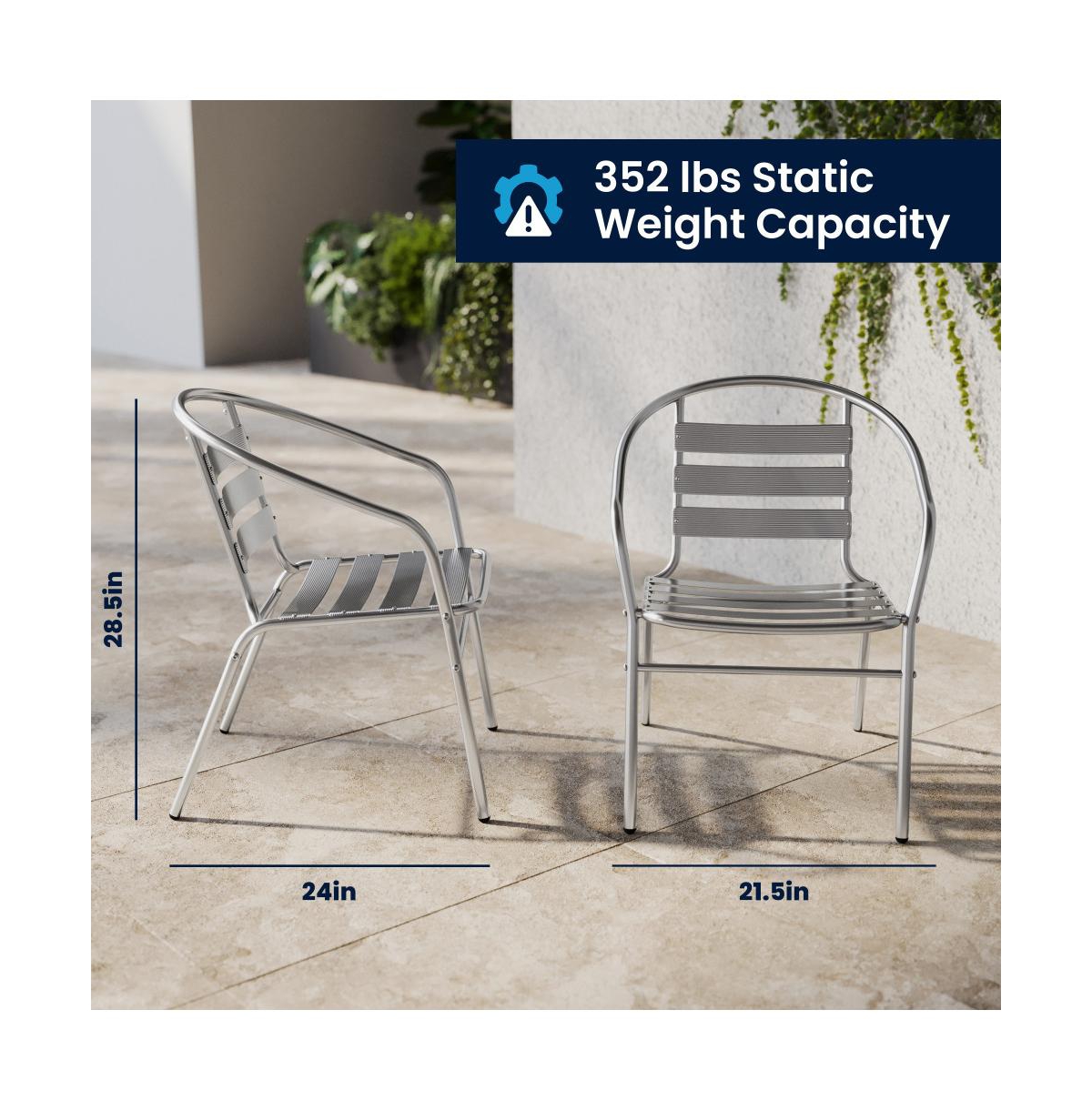 31.5'' Round Aluminum Indoor-Outdoor Table Set With 2 Slat Back Chairs