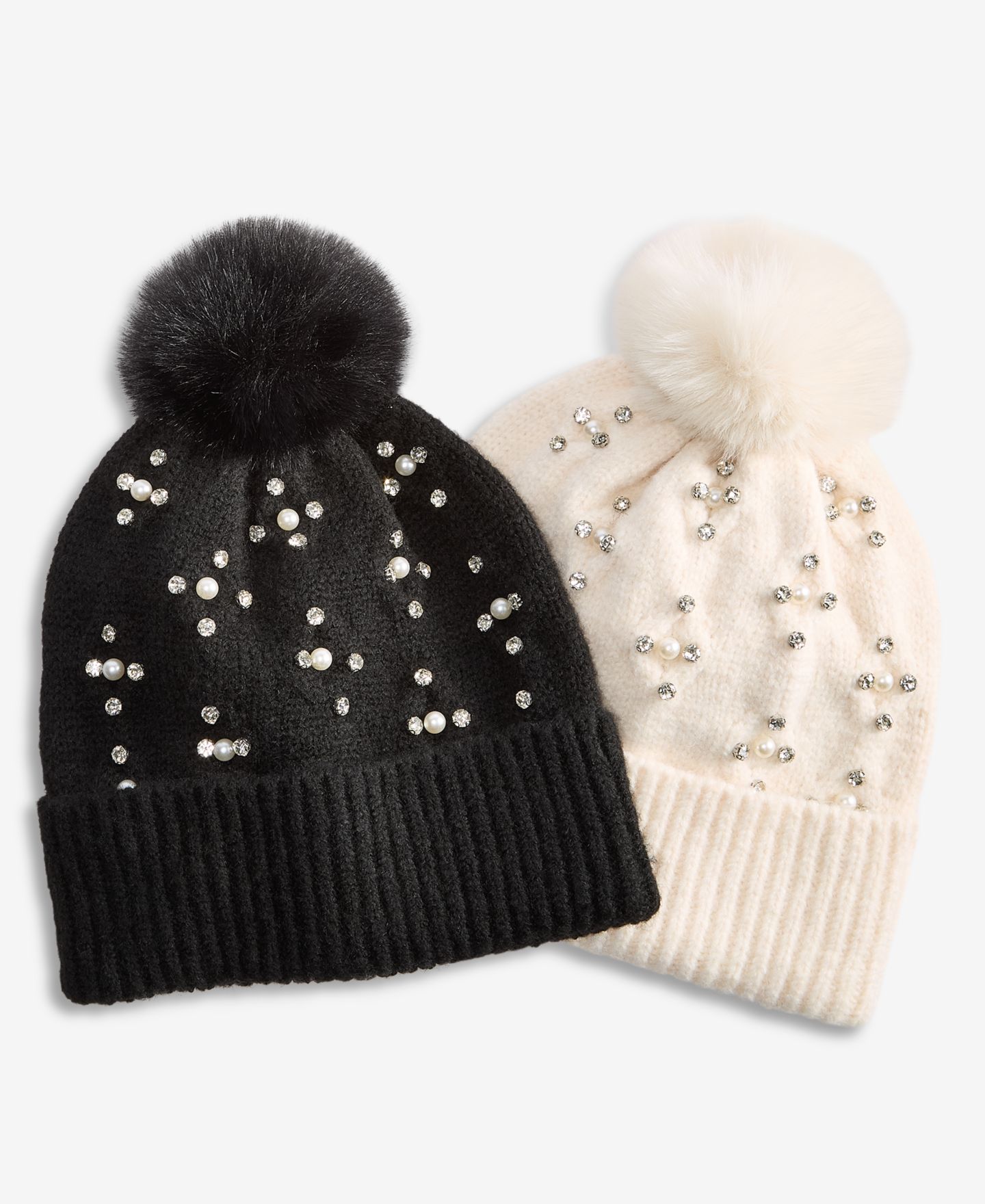 Женская шапка I.N.C. International Concepts Imitation-Pearl Cable-Knit, цвет: Чёрный — фото 4