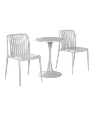 3-Piece Outdoor Metal Dining Table Set And Stackable Resin Patio Chairs
