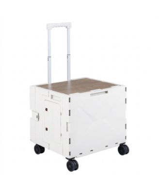 Foldable Utility Cart on 4 Rotate Wheels with Cup Holder Storage Bin