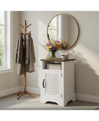 16" Width Farmhouse Nightstand with USB Charging Station